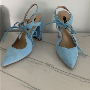ZARA baby blue suede pumps